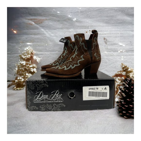 Dan Post Vallejo Boots Size: 7 Brand New in Box Western Booties Turquoise Brown - Picture 4 of 14